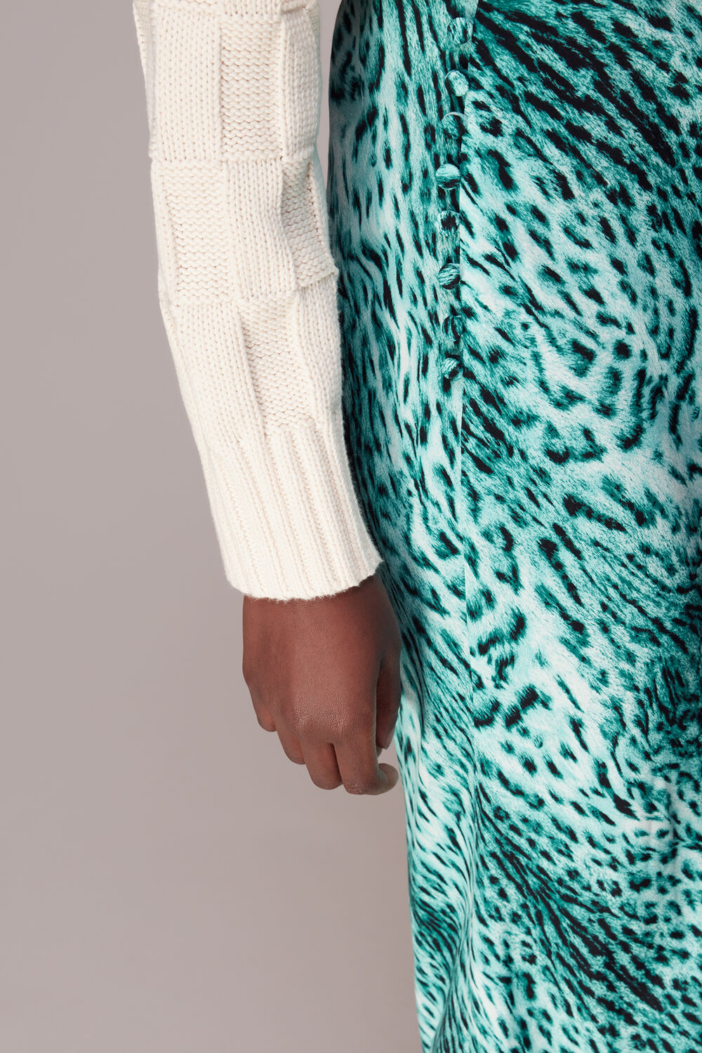 Brushed Leopard Bias Cut Skirt